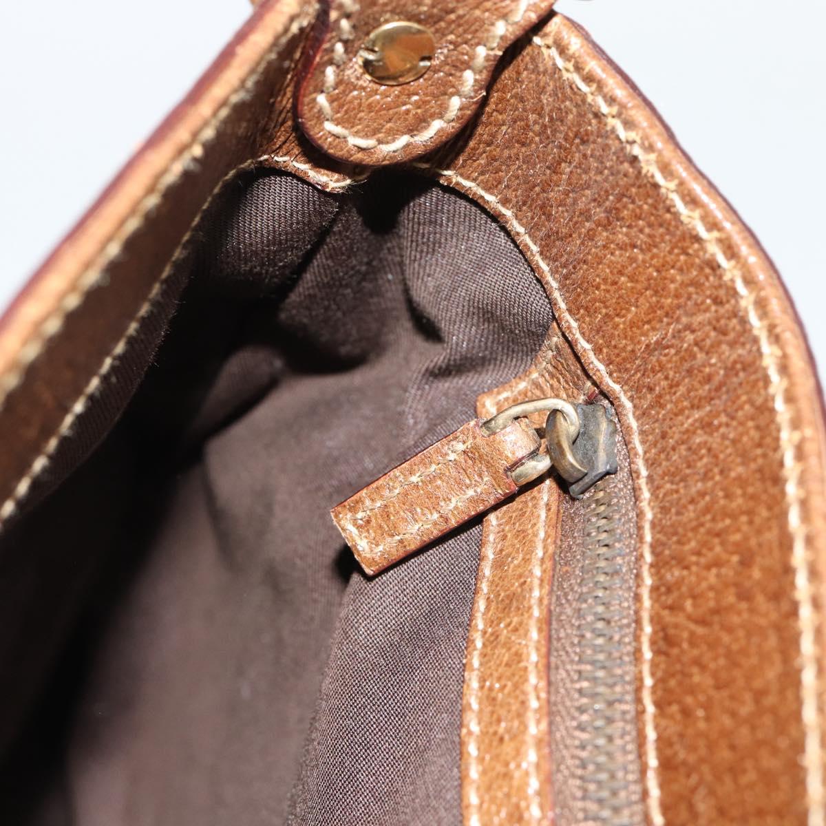 GUCCI Horsebit Shoulder Bag GG Canvas Beige Gold 144010 Auth 188928V