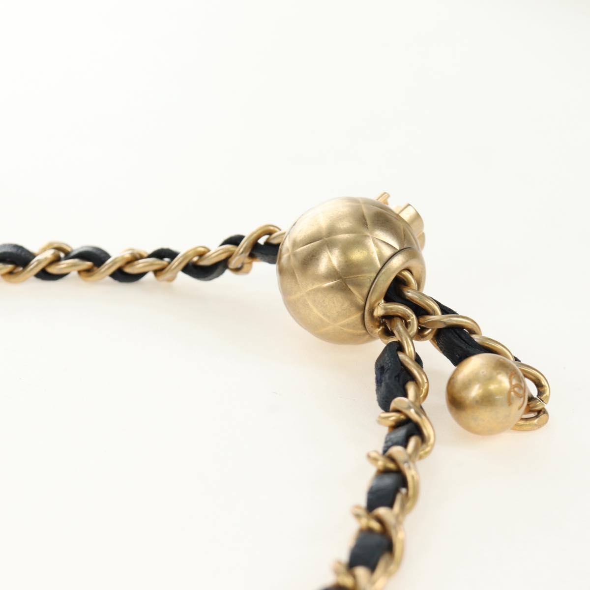 CHANEL Matelasse Chain Shoulder Bag Leather Navy Gold CC Auth 188933SAM