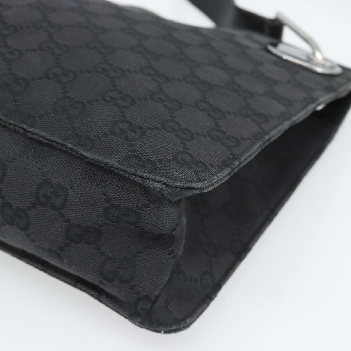 GUCCI GG Canvas Shoulder Bag Black Silver 120841 Auth 188960A