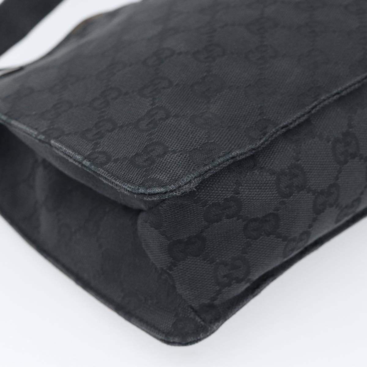 GUCCI GG Canvas Shoulder Bag Black Silver 120841 Auth 188960A