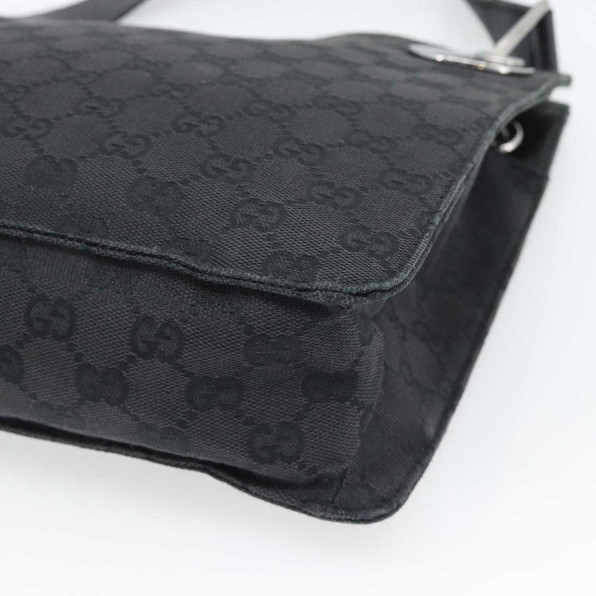 GUCCI GG Canvas Shoulder Bag Black Silver 120841 Auth 188960A