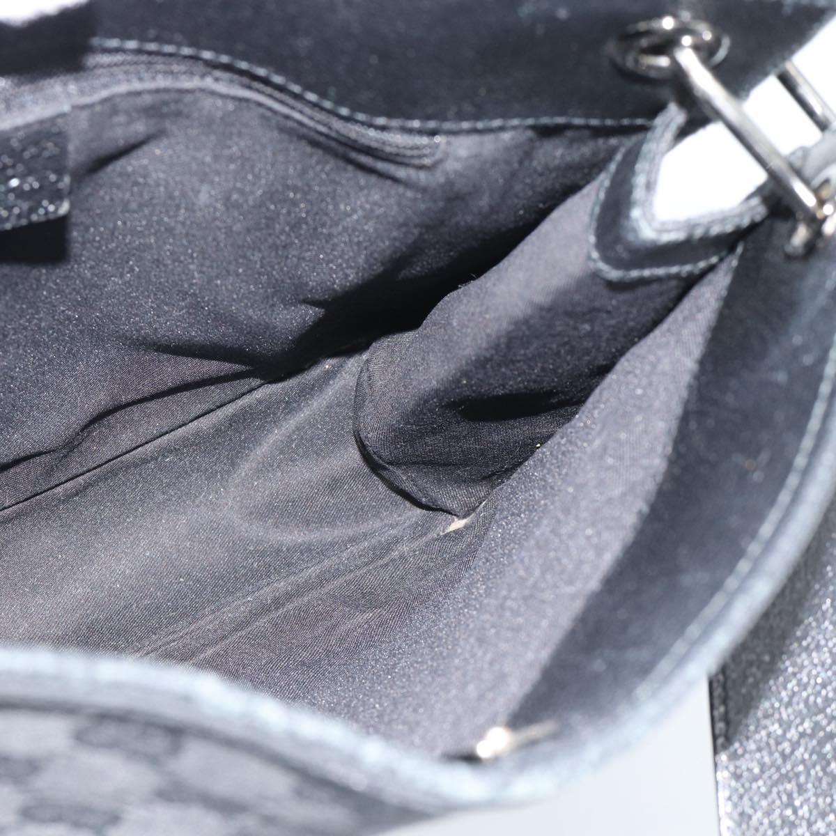 GUCCI GG Canvas Shoulder Bag Black Silver 120841 Auth 188960A