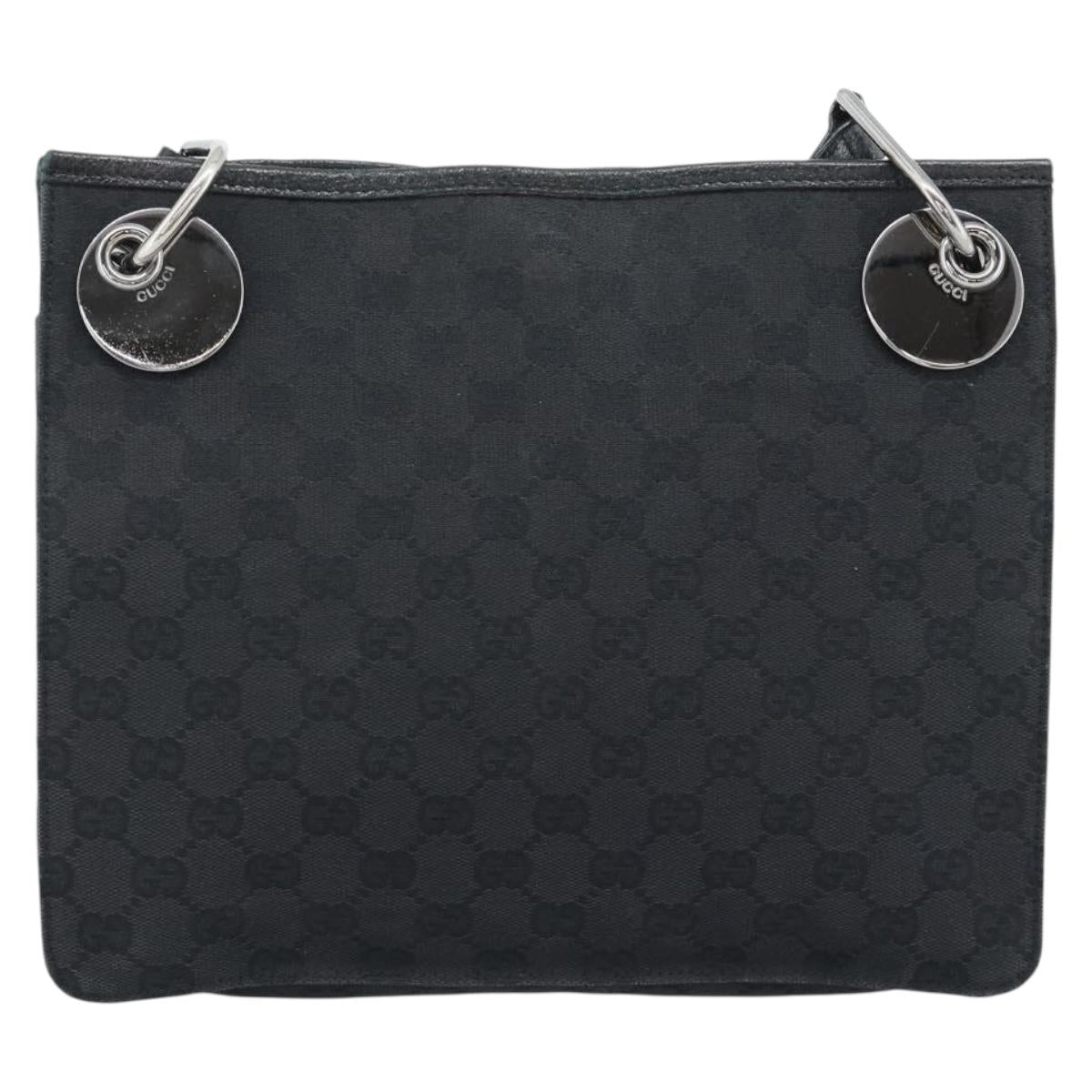 GUCCI GG Canvas Shoulder Bag Black Silver 120841 Auth 188960A