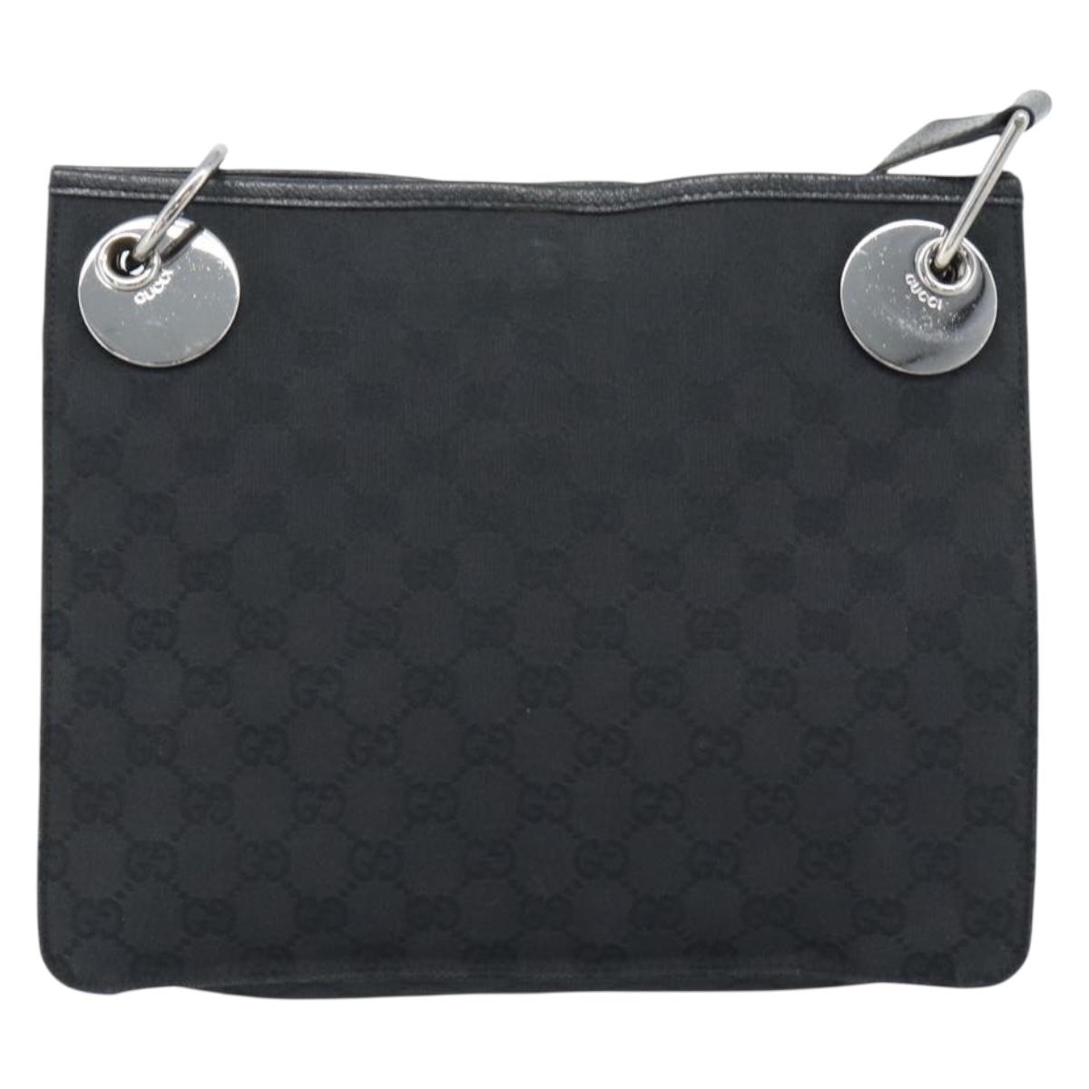GUCCI GG Canvas Shoulder Bag Black Silver 120841 Auth 188960A