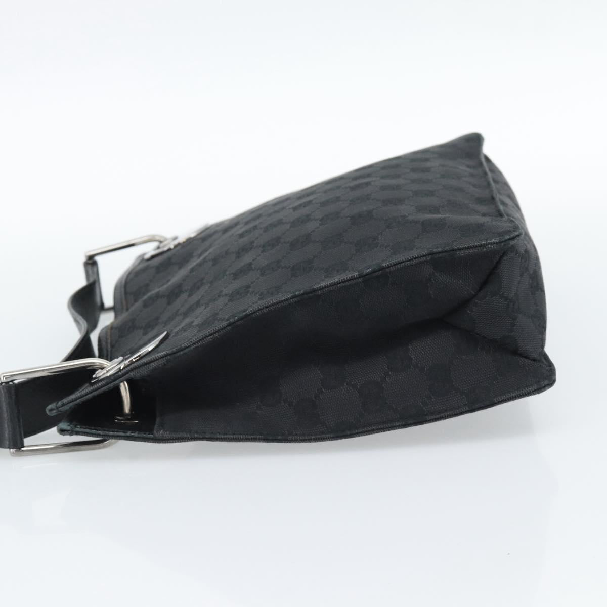 GUCCI GG Canvas Shoulder Bag Black Silver 120841 Auth 188960A
