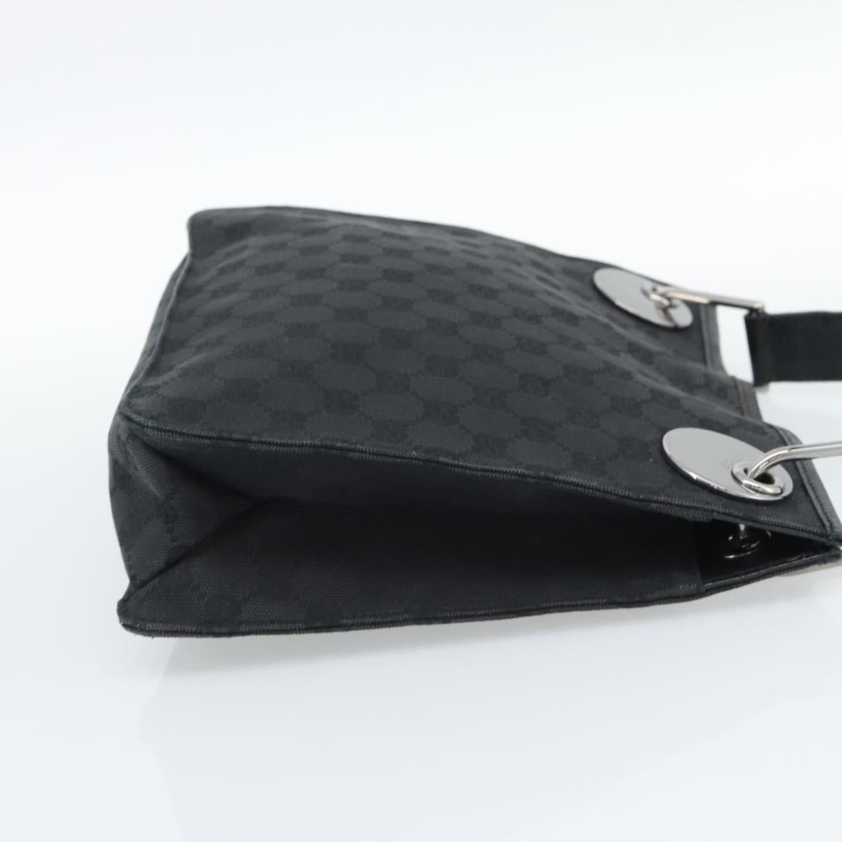 GUCCI GG Canvas Shoulder Bag Black Silver 120841 Auth 188960A