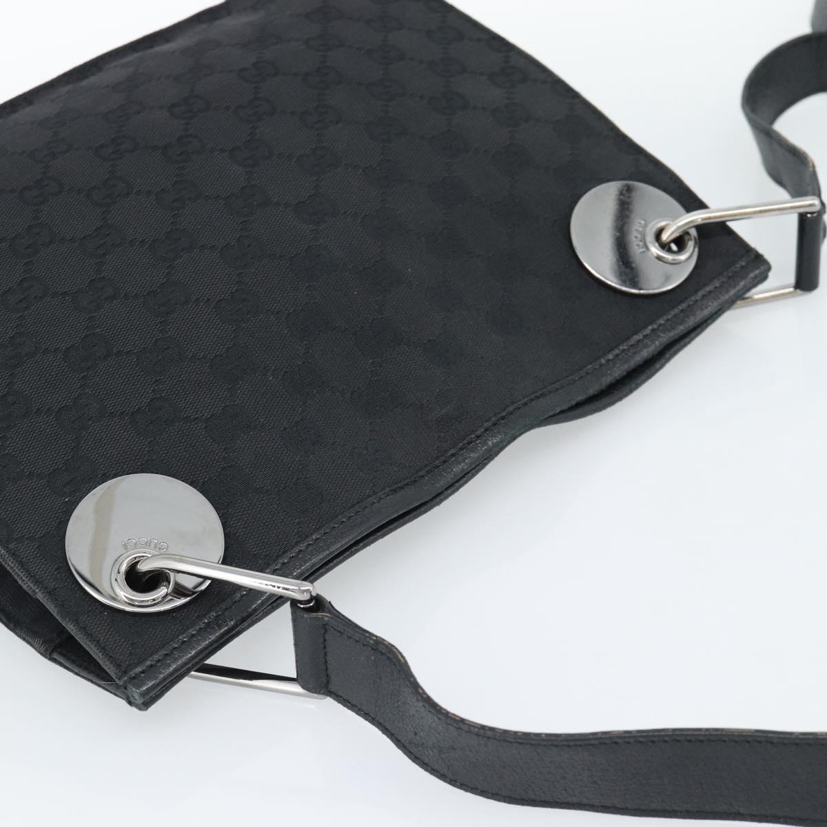 GUCCI GG Canvas Shoulder Bag Black Silver 120841 Auth 188960A