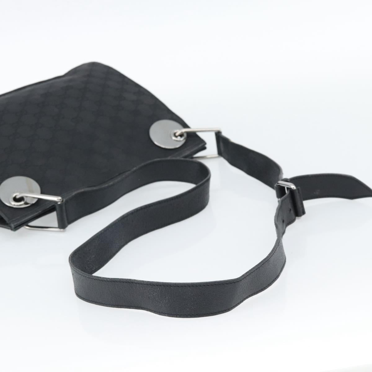 GUCCI GG Canvas Shoulder Bag Black Silver 120841 Auth 188960A