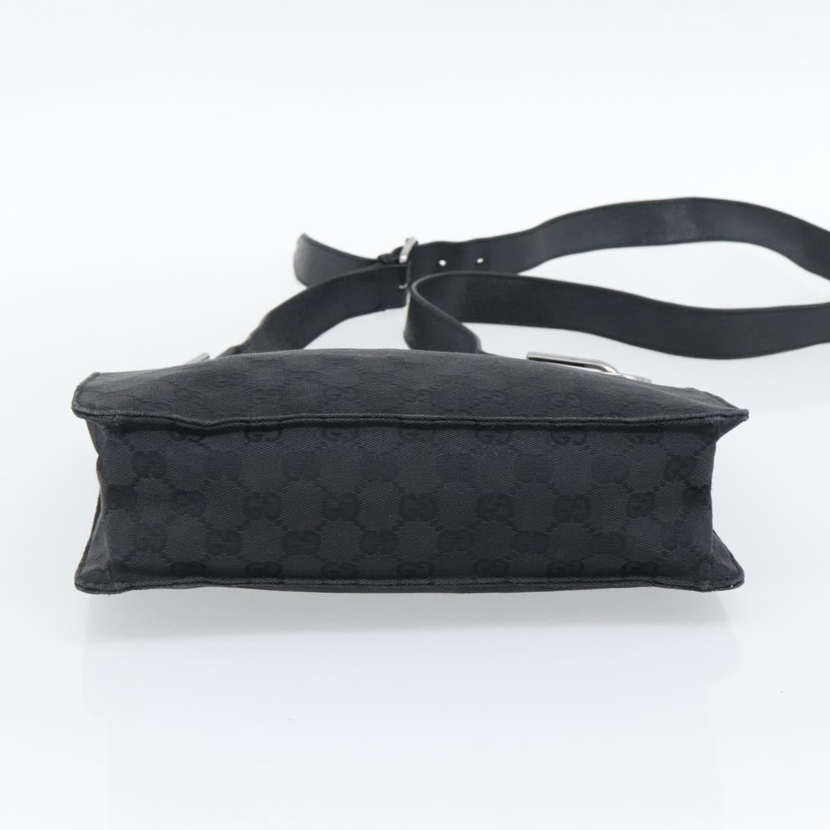 GUCCI GG Canvas Shoulder Bag Black Silver 120841 Auth 188960A
