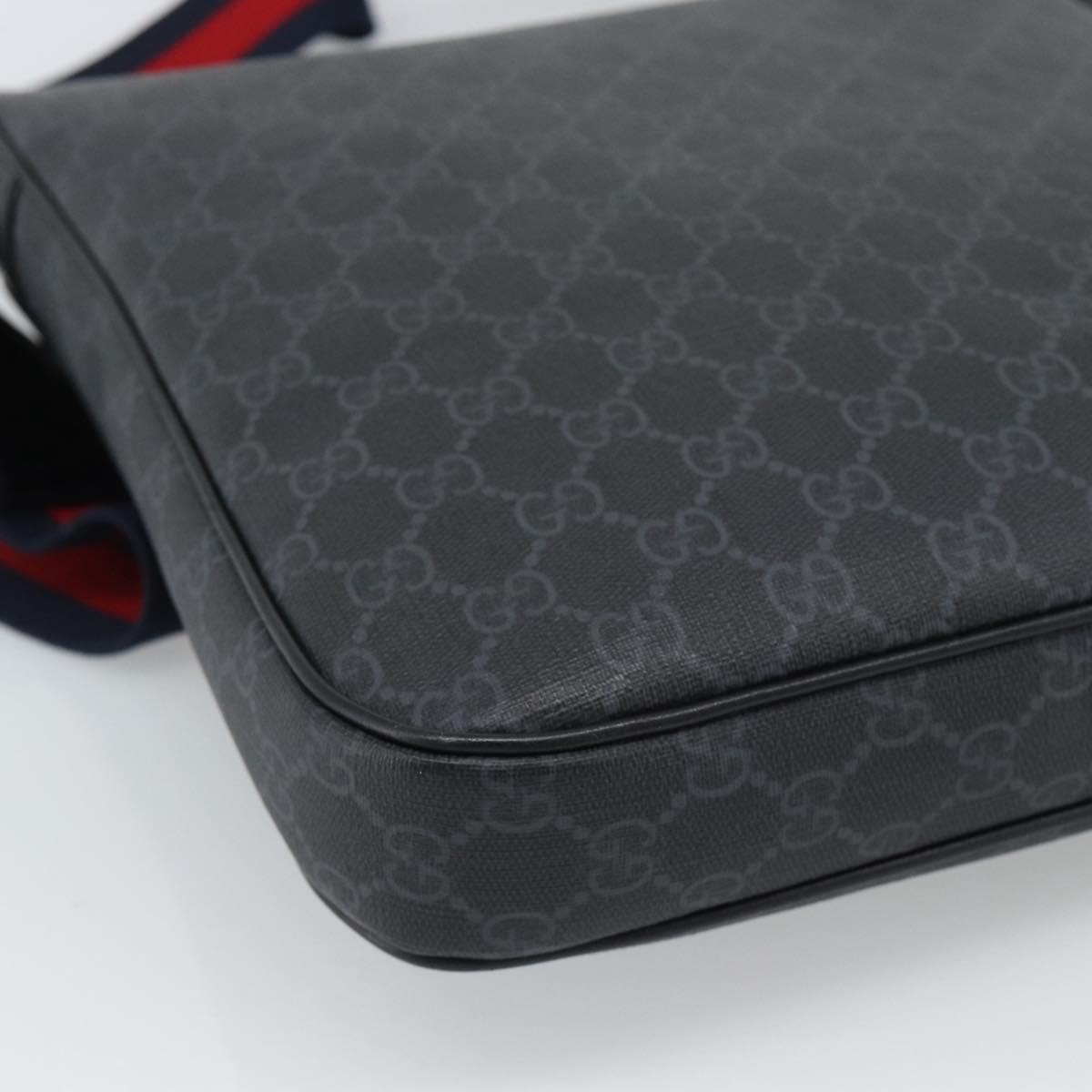 GUCCI GG Supreme Sherry Line Shoulder Bag PVC Black Silver 792081 Auth 188961
