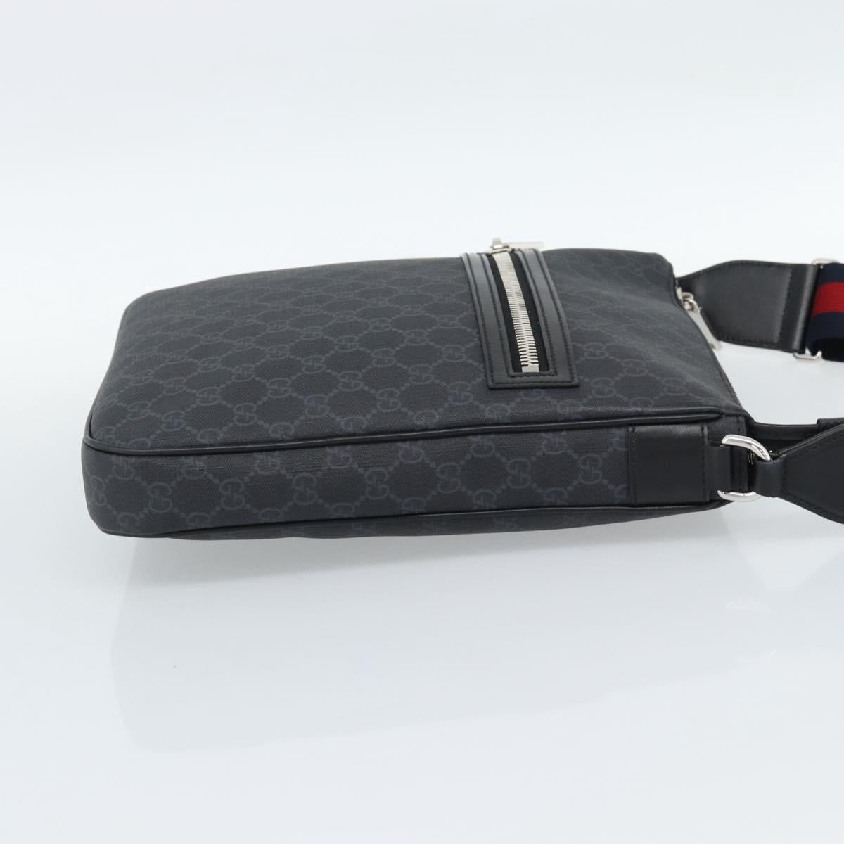 GUCCI GG Supreme Sherry Line Shoulder Bag PVC Black Silver 792081 Auth 188961