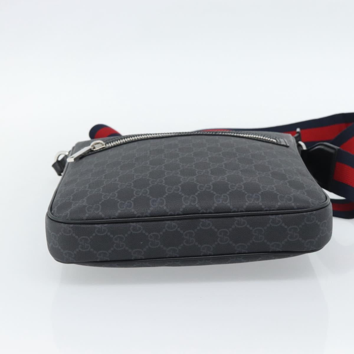 GUCCI GG Supreme Sherry Line Shoulder Bag PVC Black Silver 792081 Auth 188961