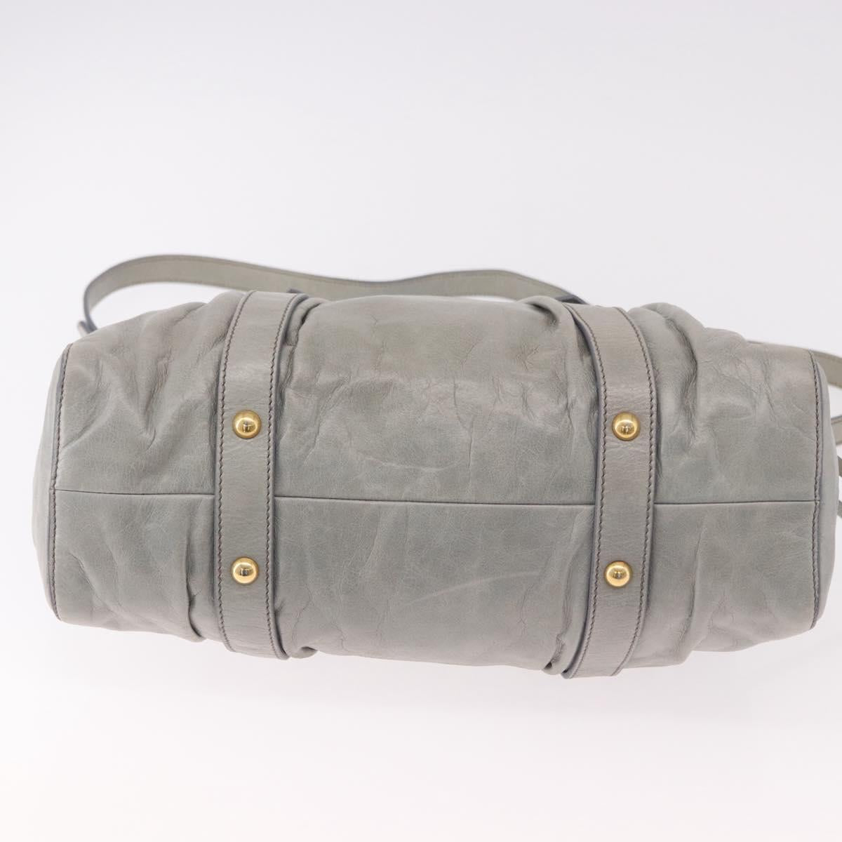 Miu Miu Hand Bag Leather 2way Light Blue Gold Auth 188963M