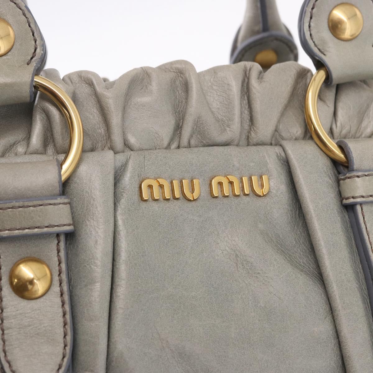 Miu Miu Hand Bag Leather 2way Light Blue Gold Auth 188963M