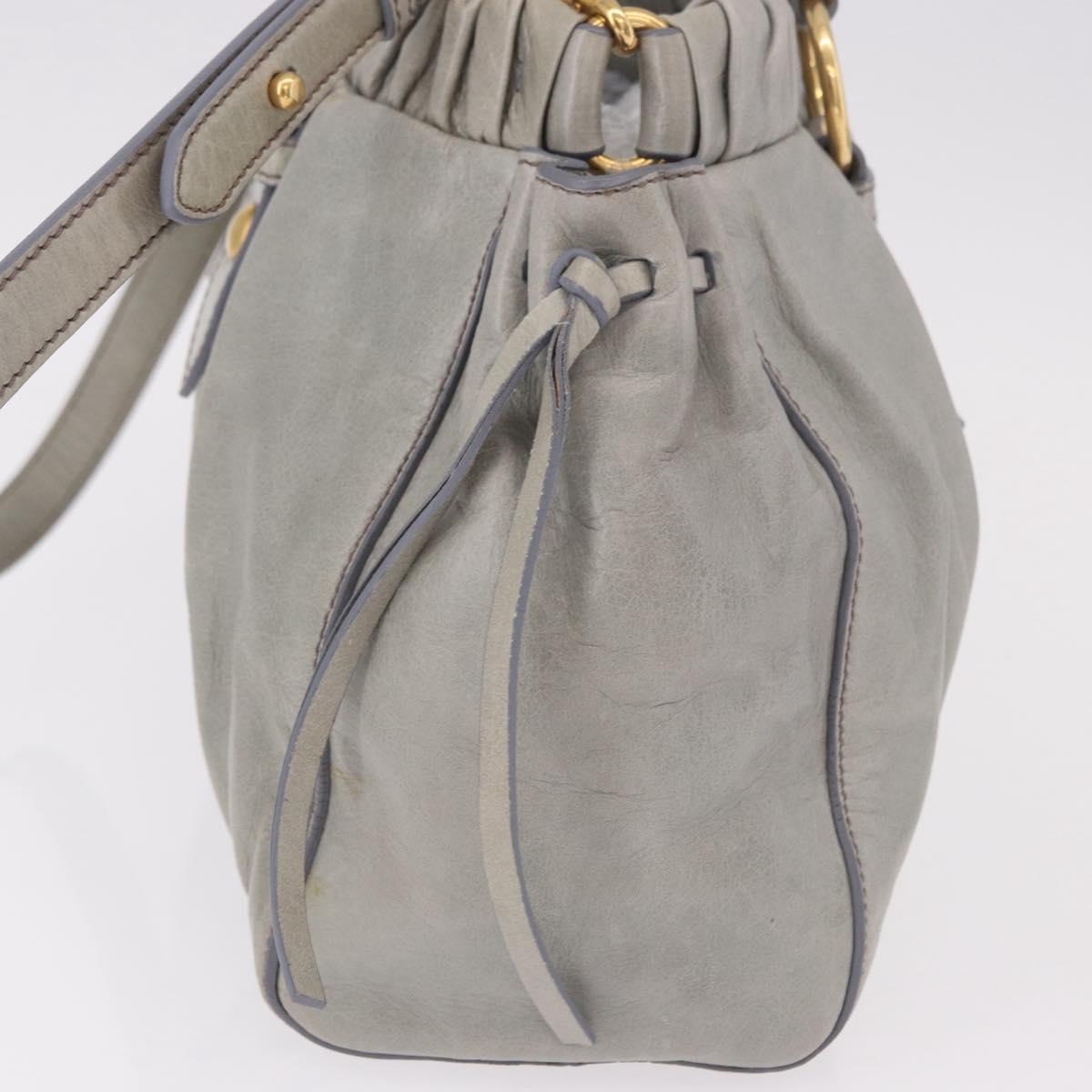 Miu Miu Hand Bag Leather 2way Light Blue Gold Auth 188963M