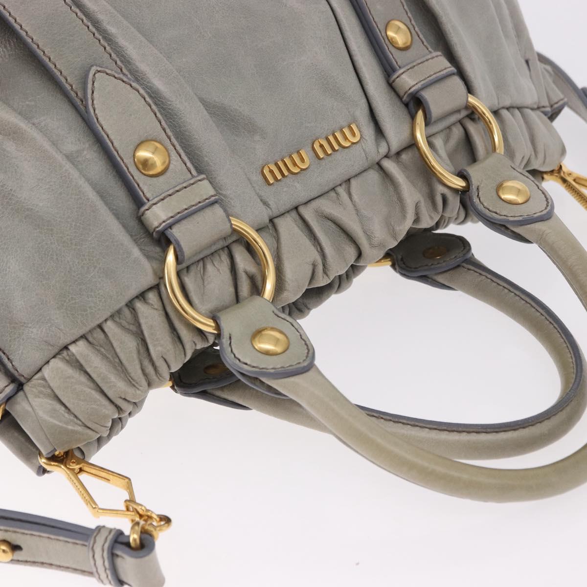 Miu Miu Hand Bag Leather 2way Light Blue Gold Auth 188963M