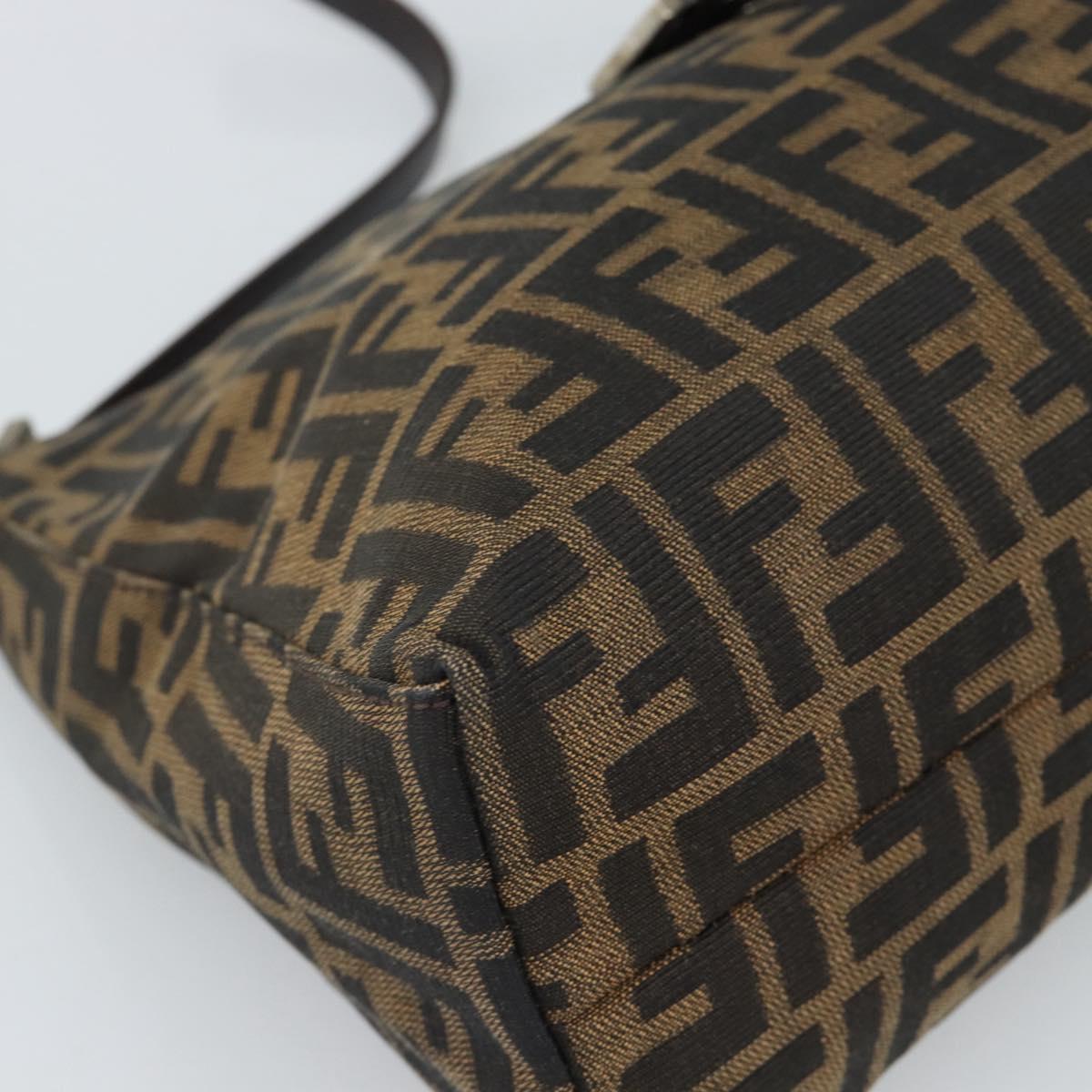 FENDI Zucca Canvas Mamma Baguette Shoulder Bag Black Brown Auth 188964V