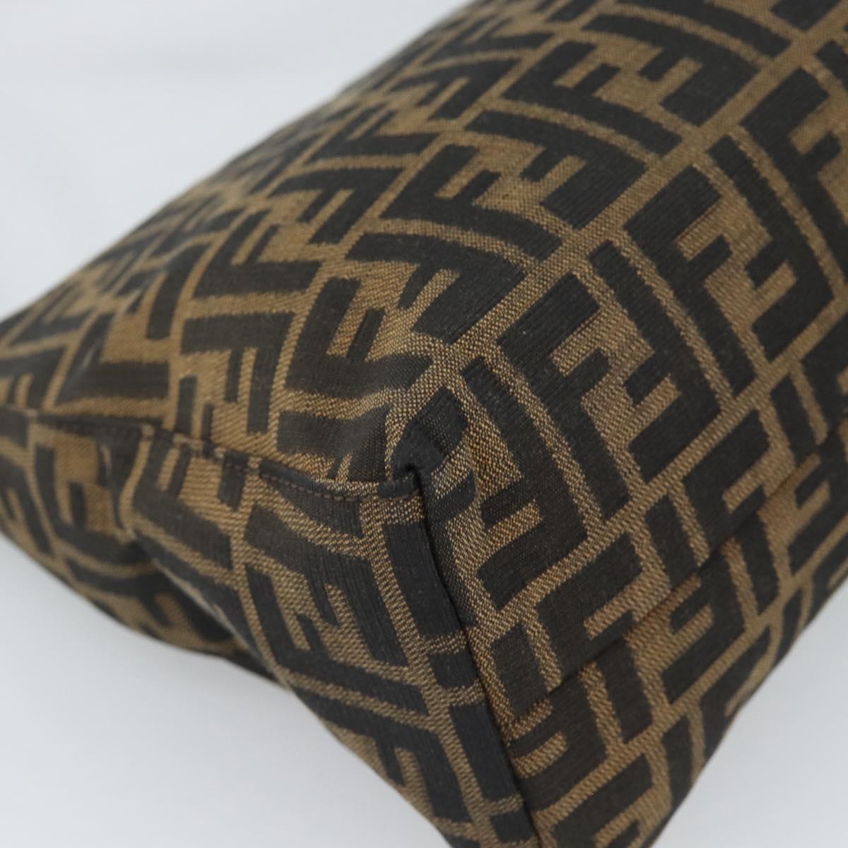 FENDI Zucca Canvas Mamma Baguette Shoulder Bag Black Brown Auth 188964V