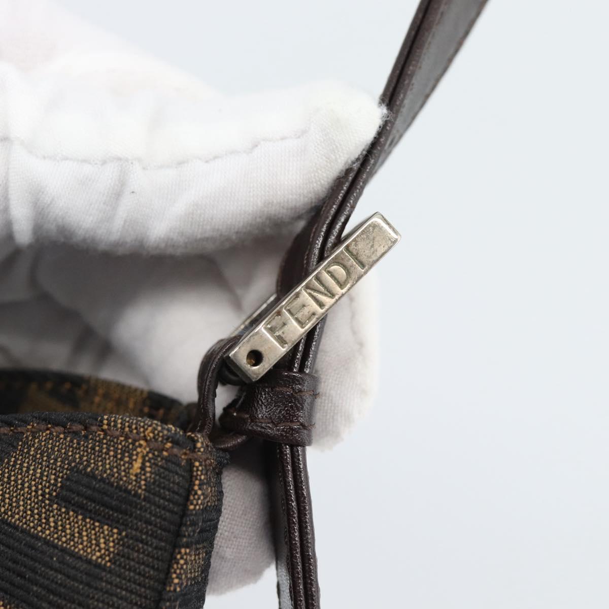 FENDI Zucca Canvas Mamma Baguette Shoulder Bag Black Brown Auth 188964V