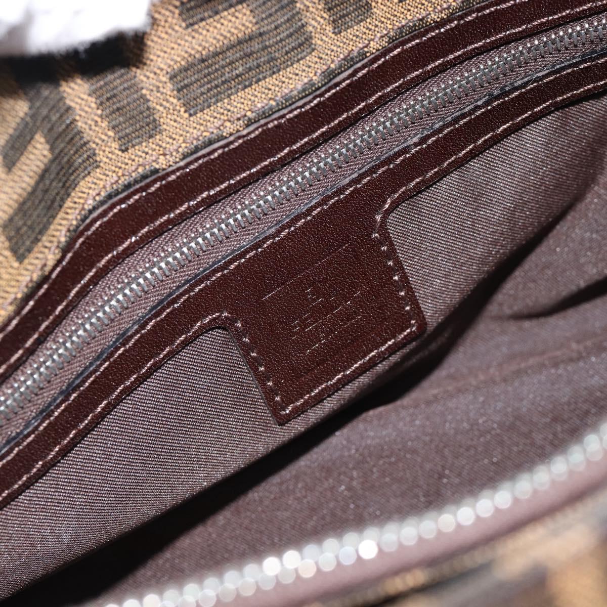 FENDI Zucca Canvas Mamma Baguette Shoulder Bag Black Brown Auth 188964V