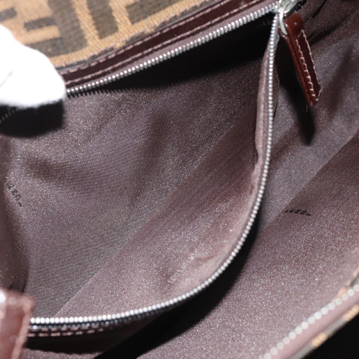 FENDI Zucca Canvas Mamma Baguette Shoulder Bag Black Brown Auth 188964V