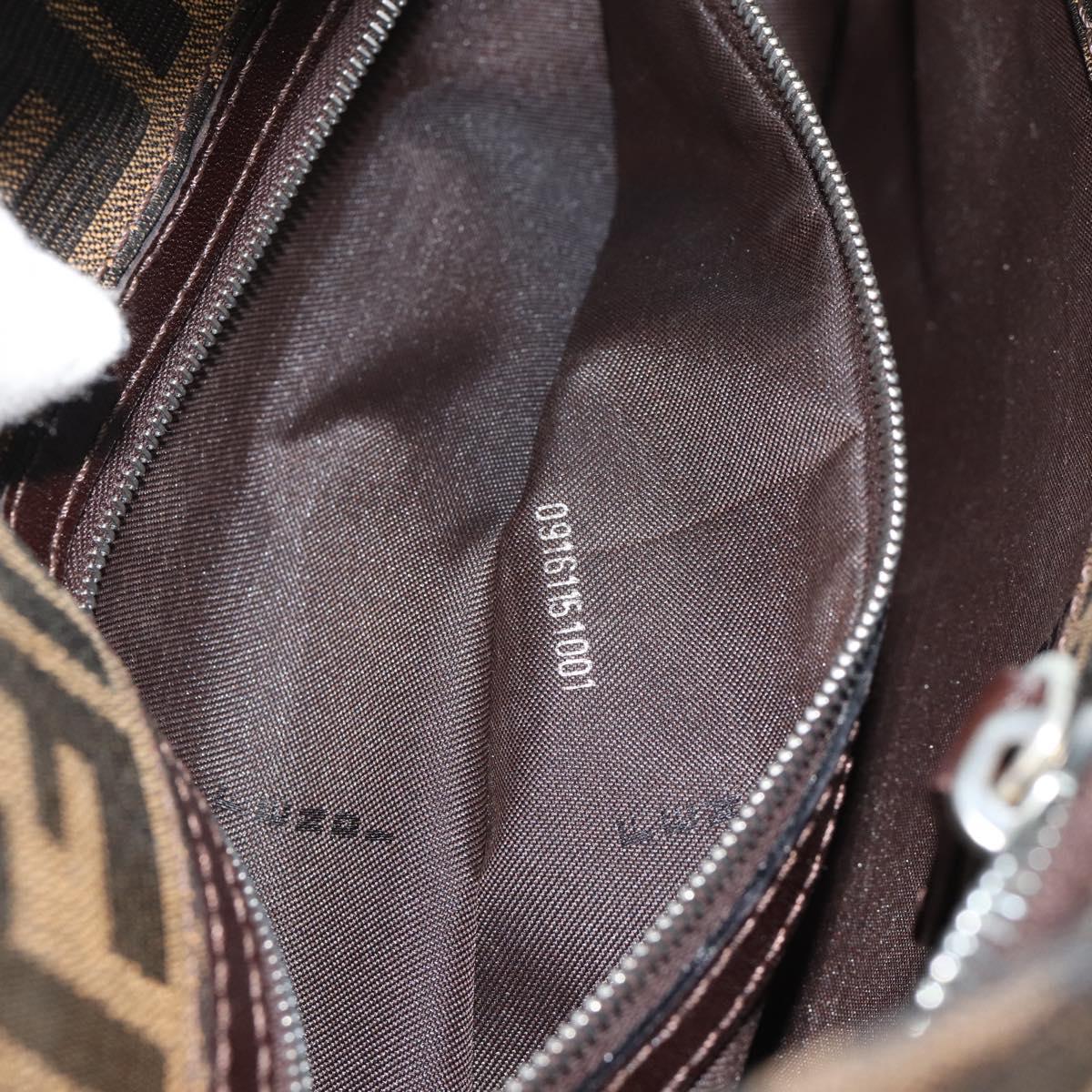 FENDI Zucca Canvas Mamma Baguette Shoulder Bag Black Brown Auth 188964V