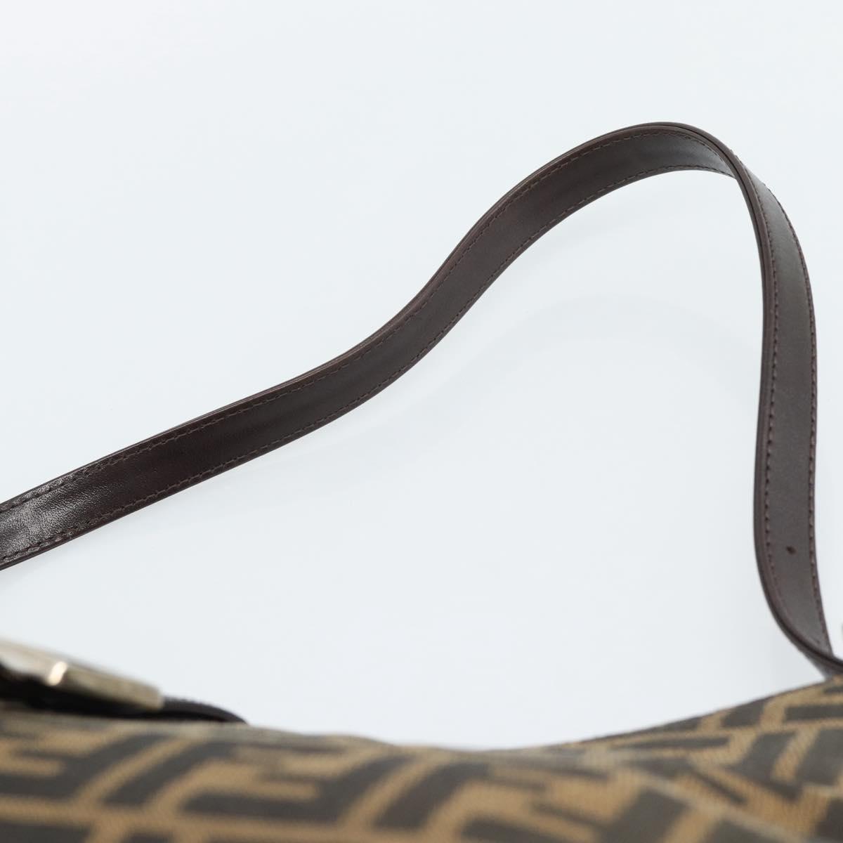 FENDI Zucca Canvas Mamma Baguette Shoulder Bag Black Brown Auth 188964V