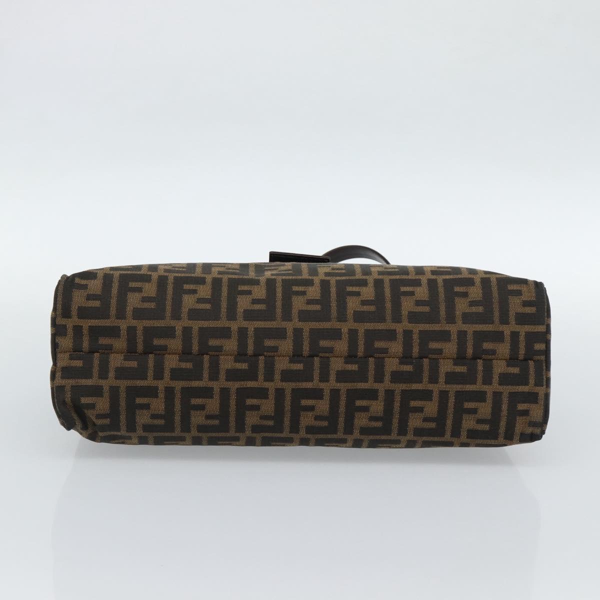 FENDI Zucca Canvas Mamma Baguette Shoulder Bag Black Brown Auth 188964V