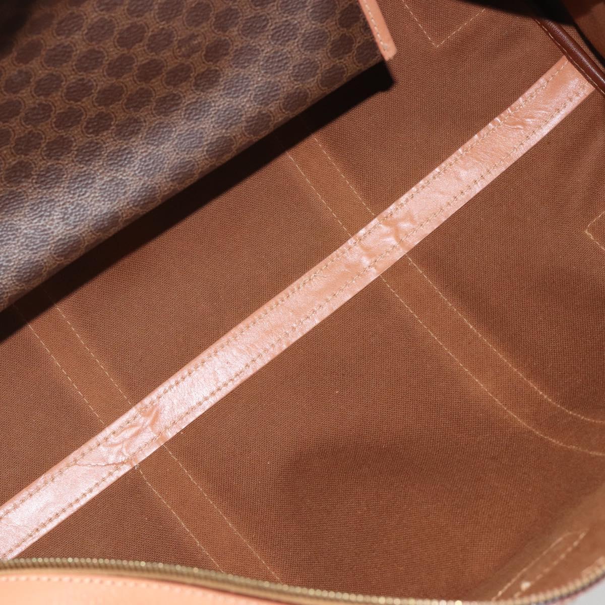 CELINE Macadam Canvas Boston Bag PVC Leather Brown Gold Auth 188967A