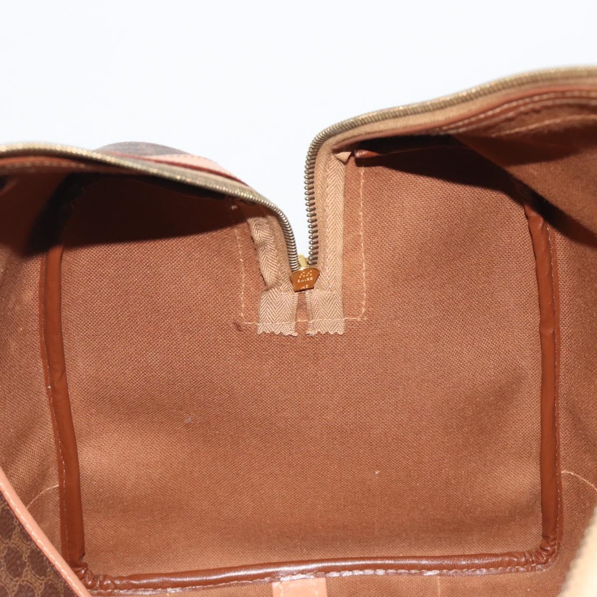 CELINE Macadam Canvas Boston Bag PVC Leather Brown Gold Auth 188967A