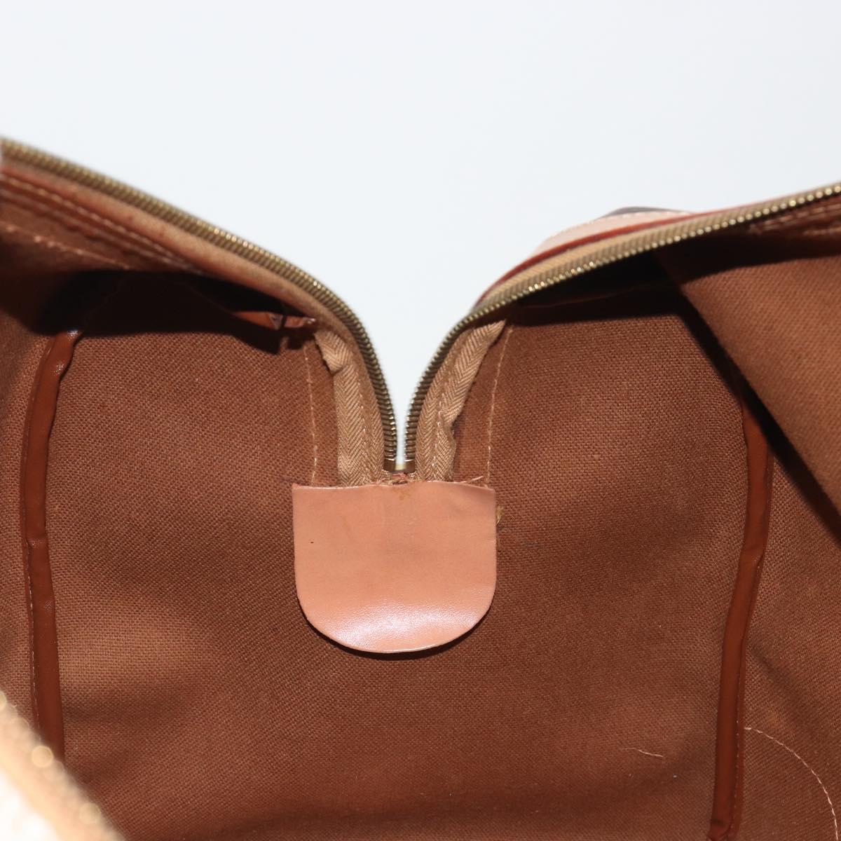 CELINE Macadam Canvas Boston Bag PVC Leather Brown Gold Auth 188967A