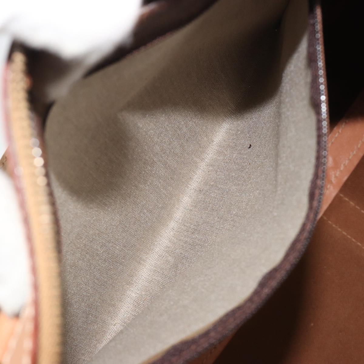 CELINE Macadam Canvas Boston Bag PVC Leather Brown Gold Auth 188967A