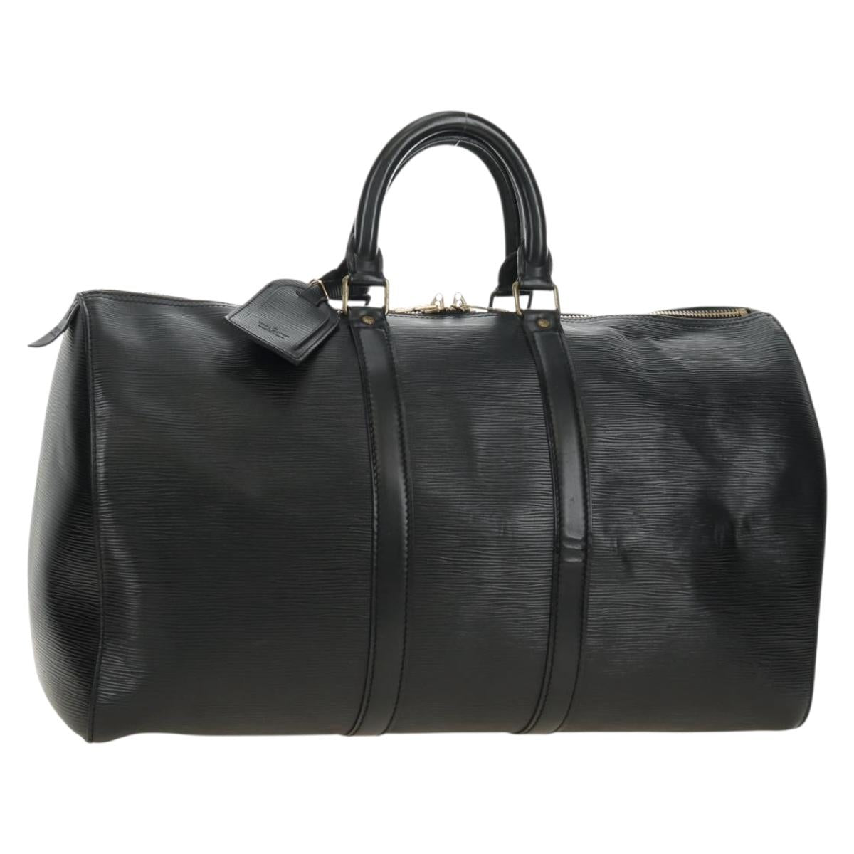 LOUIS VUITTON Epi Keepall 50 Boston Bag Noir M42962 LV Auth 188969V