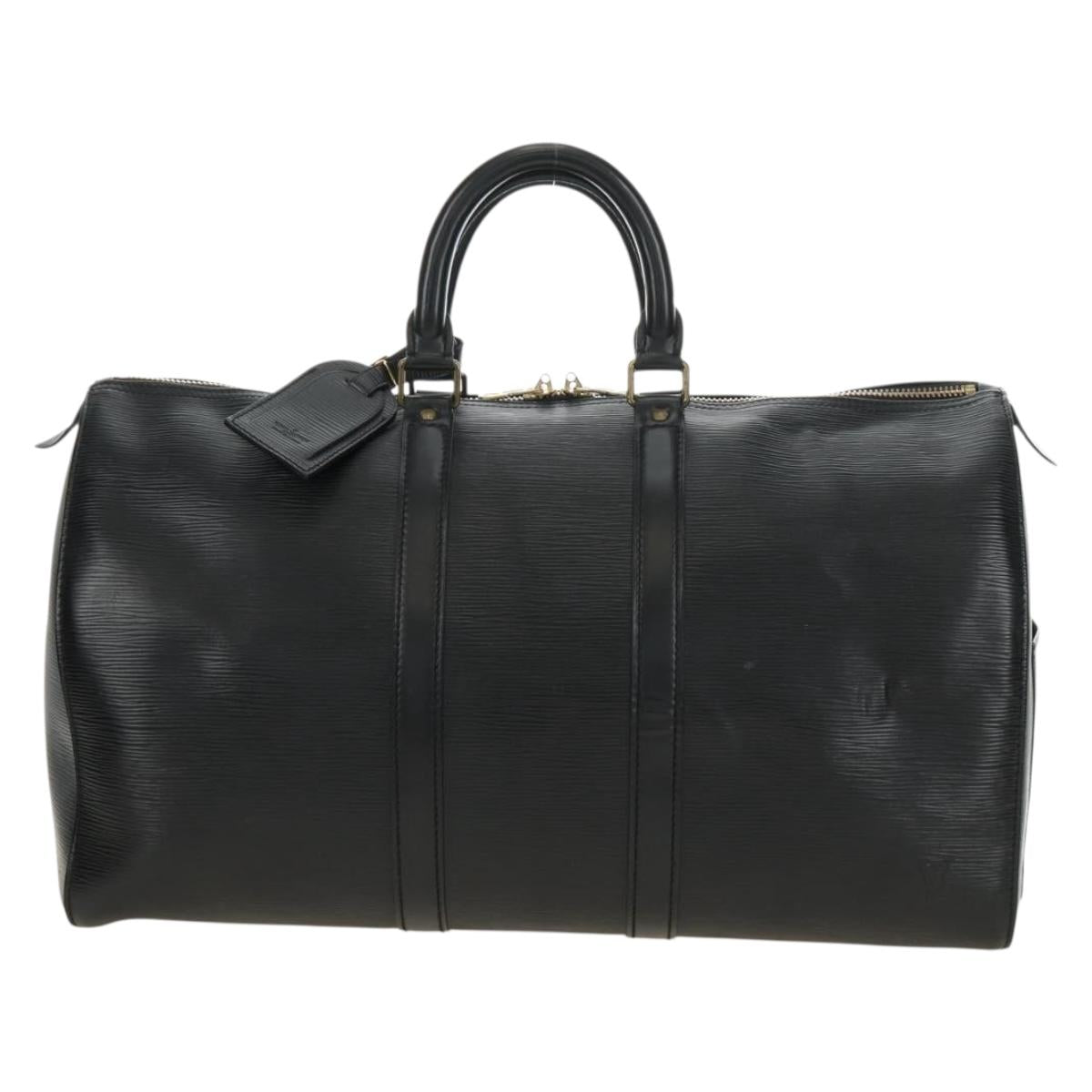 LOUIS VUITTON Epi Keepall 50 Boston Bag Noir M42962 LV Auth 188969V