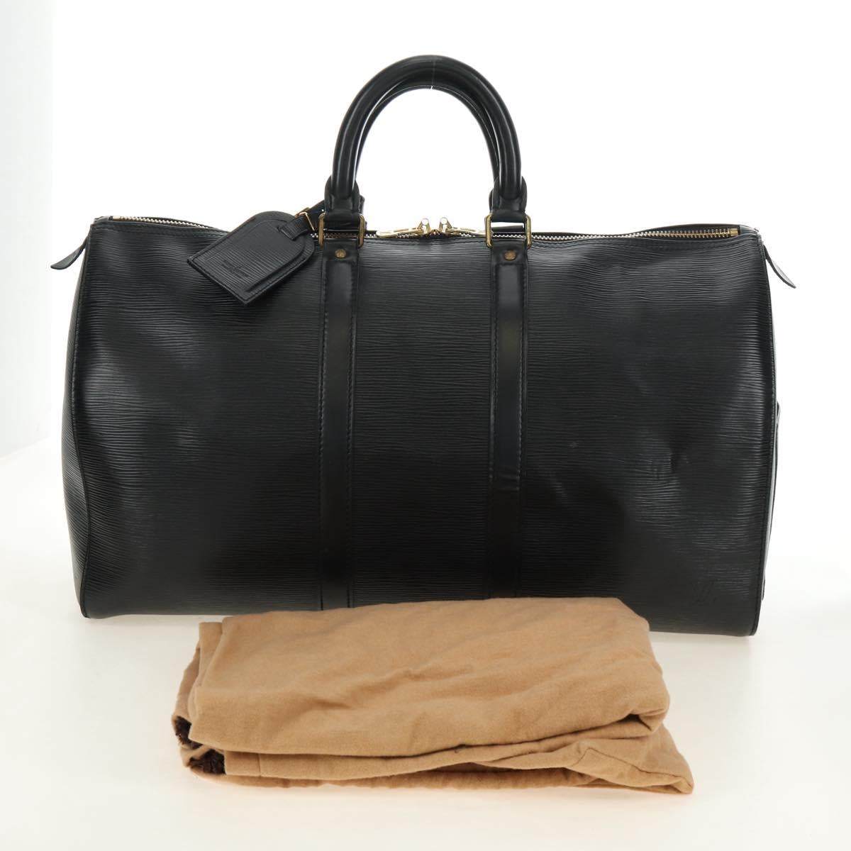 LOUIS VUITTON Epi Keepall 50 Boston Bag Noir M42962 LV Auth 188969V