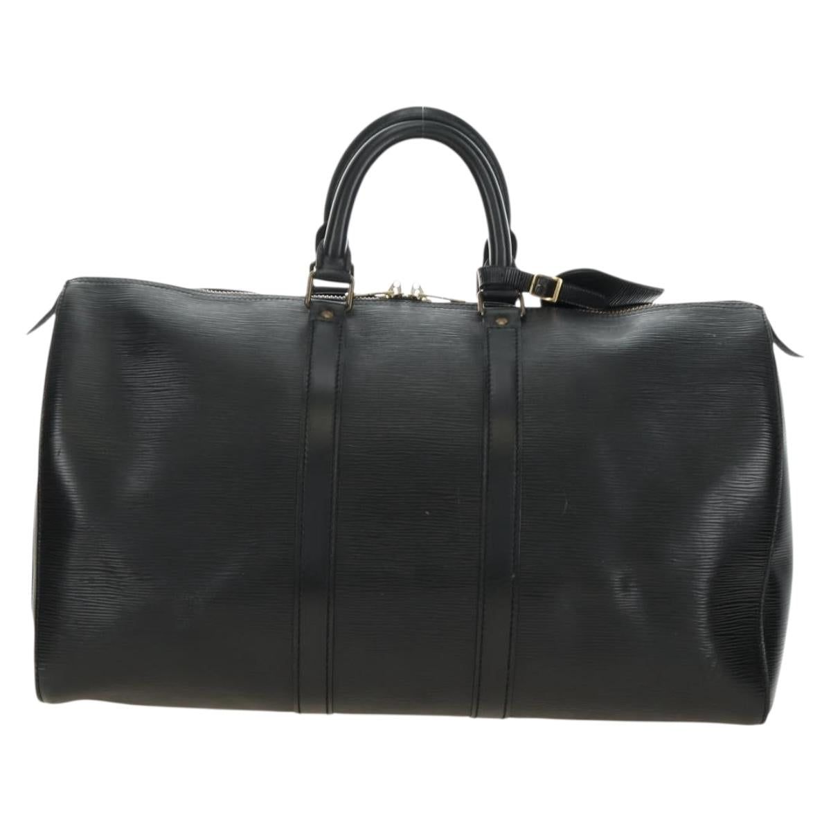 LOUIS VUITTON Epi Keepall 50 Boston Bag Noir M42962 LV Auth 188969V