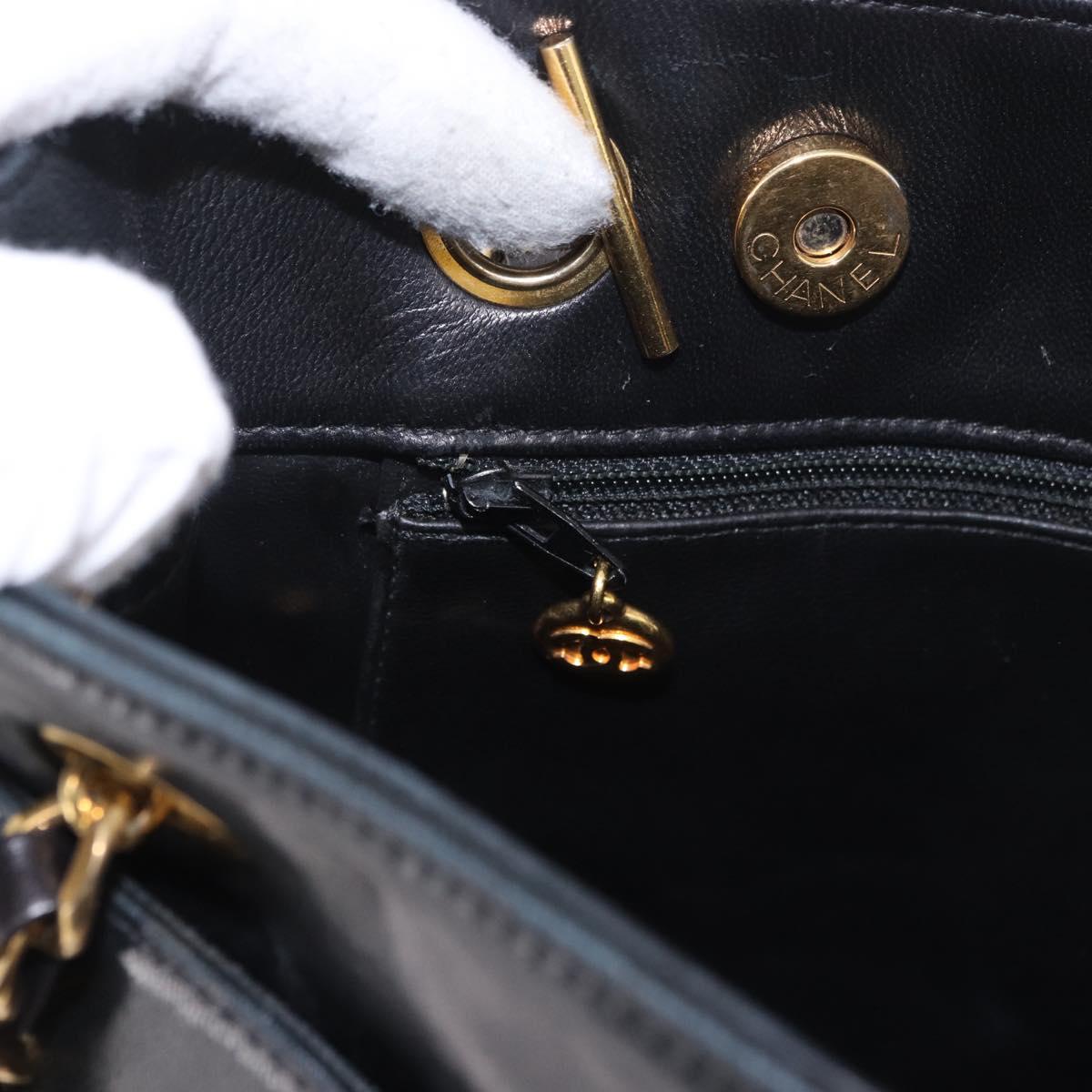 CHANEL COCO Mark Chain Shoulder Bag Leather Gold Black CC Auth 188970V