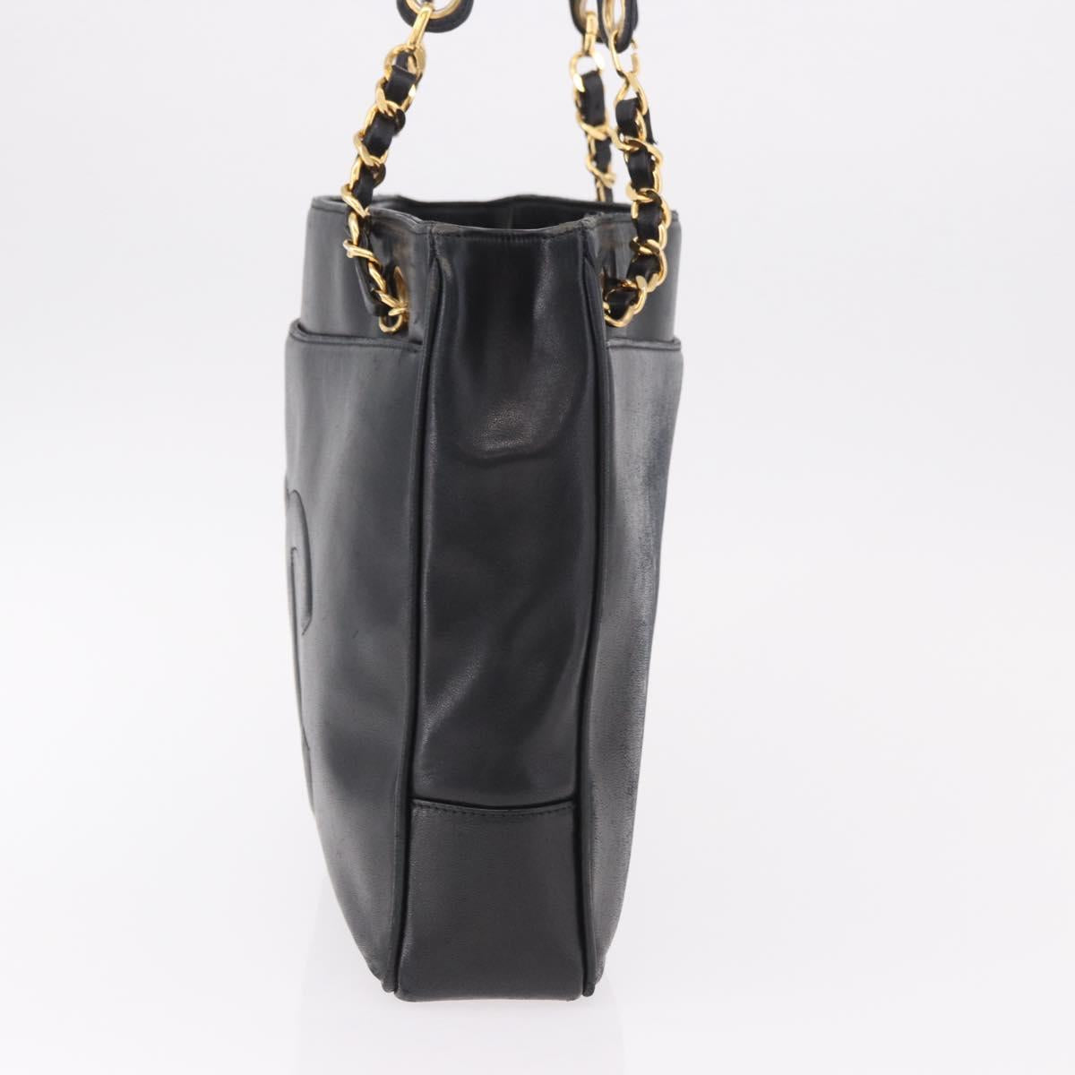 CHANEL COCO Mark Chain Shoulder Bag Leather Gold Black CC Auth 188970V