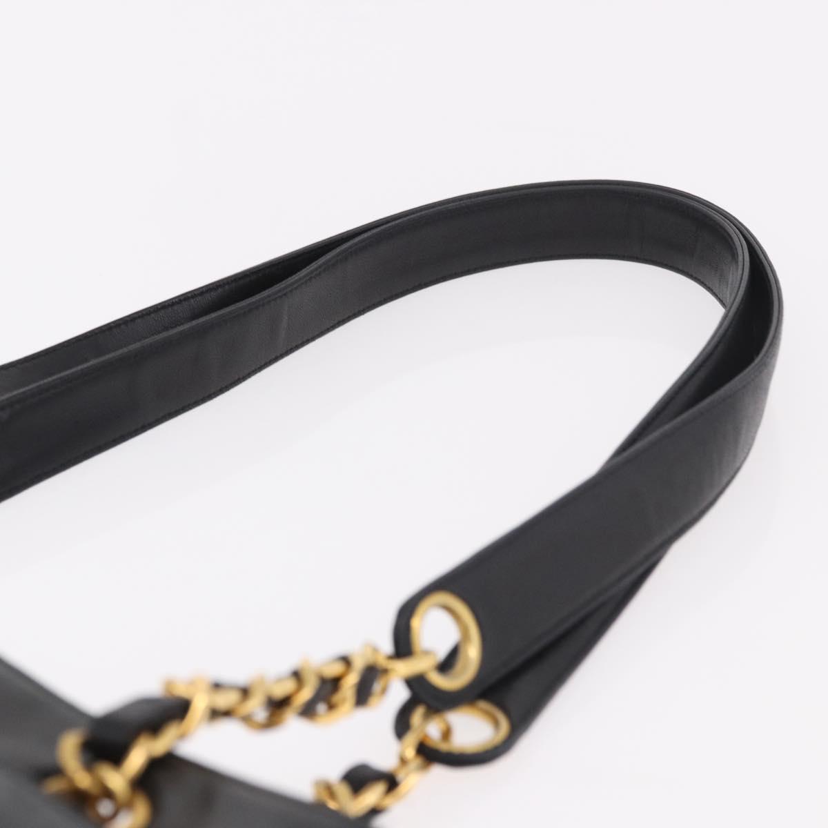 CHANEL COCO Mark Chain Shoulder Bag Leather Gold Black CC Auth 188970V