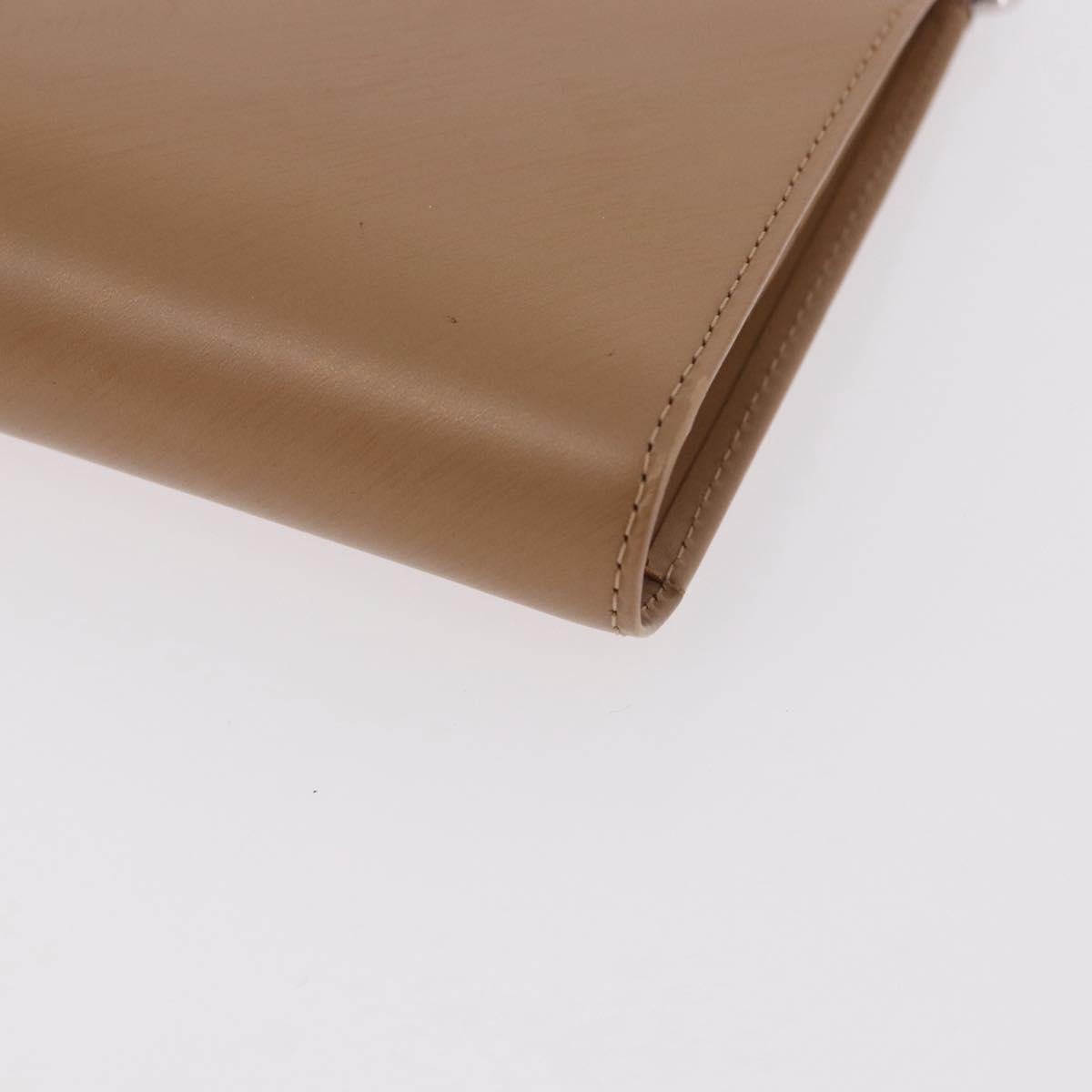 CARTIER Long Wallet Leather Beige Silver Auth 188973