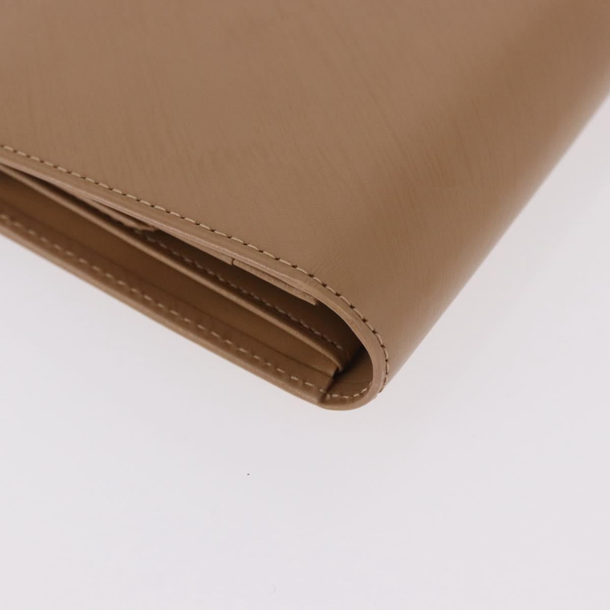 CARTIER Long Wallet Leather Beige Silver Gold Auth 188973
