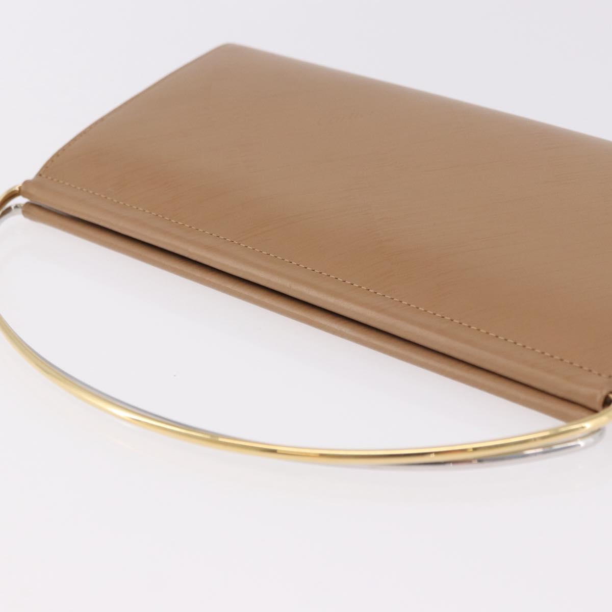 CARTIER Long Wallet Leather Beige Silver Gold Auth 188973