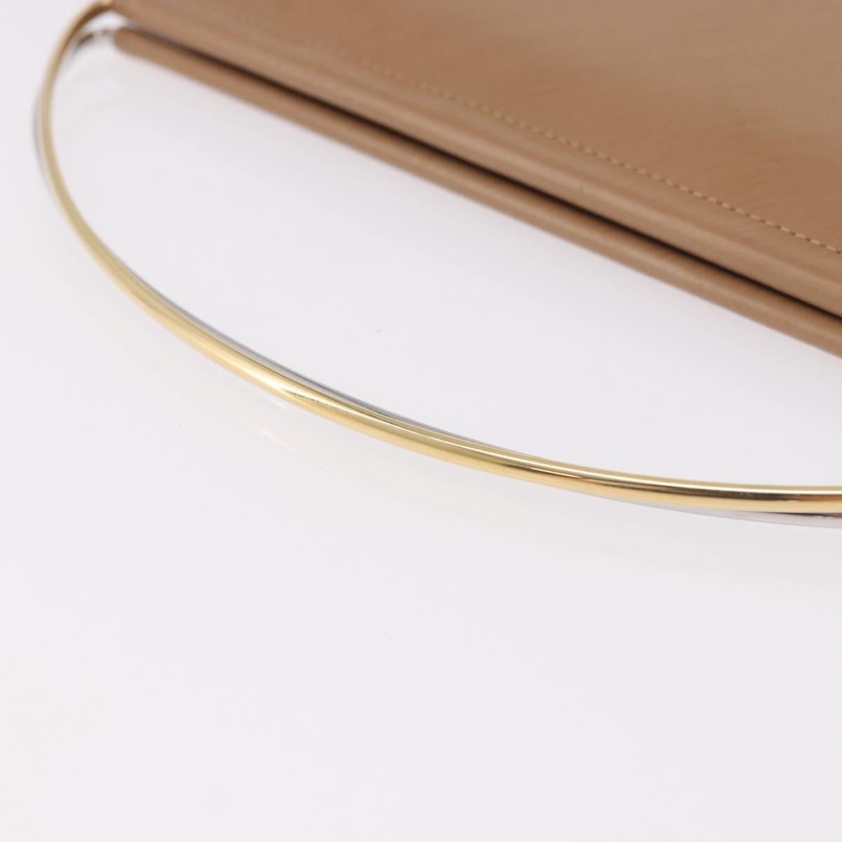 CARTIER Long Wallet Leather Beige Silver Gold Auth 188973