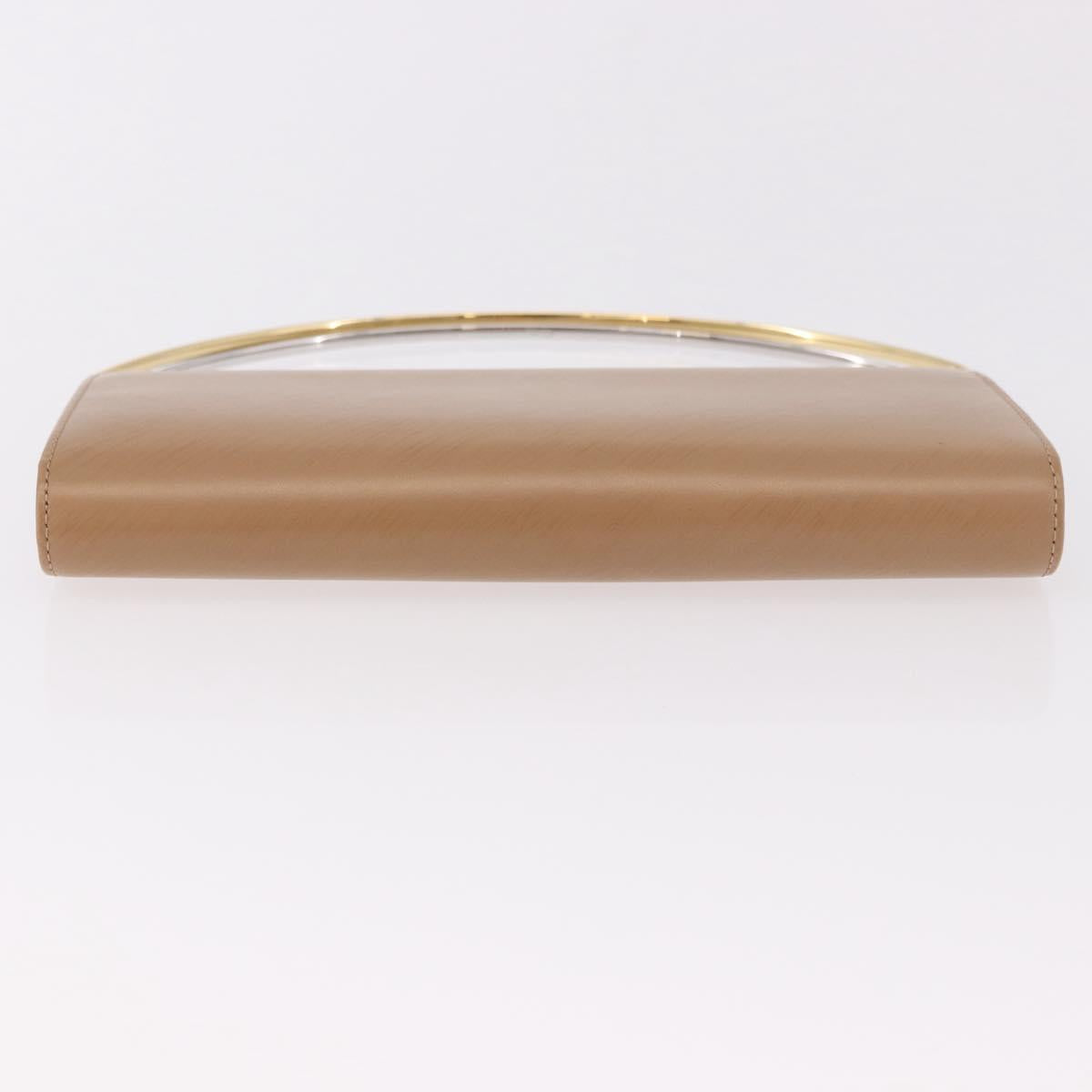 CARTIER Long Wallet Leather Beige Silver Gold Auth 188973