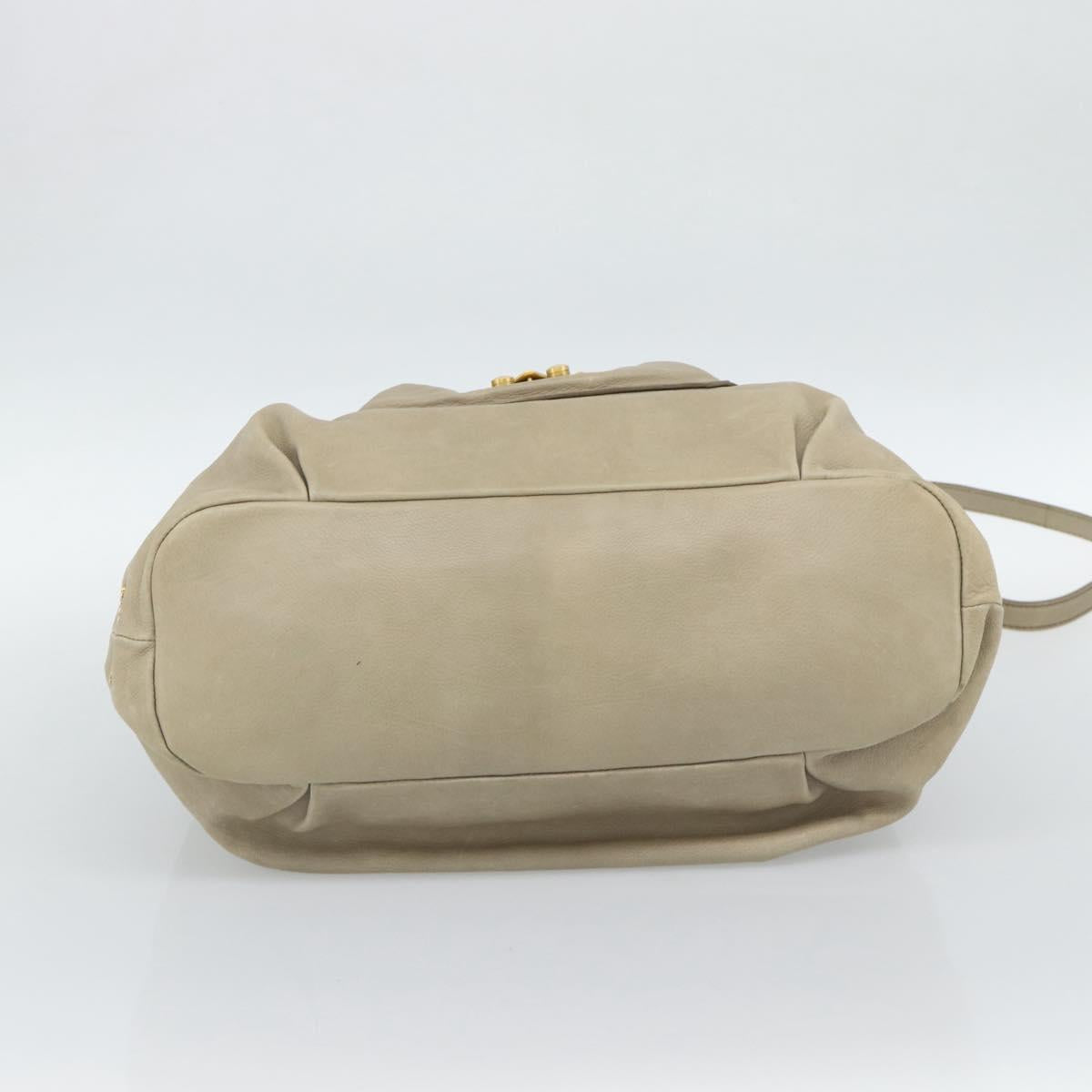 Miu Miu Hand Bag Leather 2way Beige Gold Auth 188974A