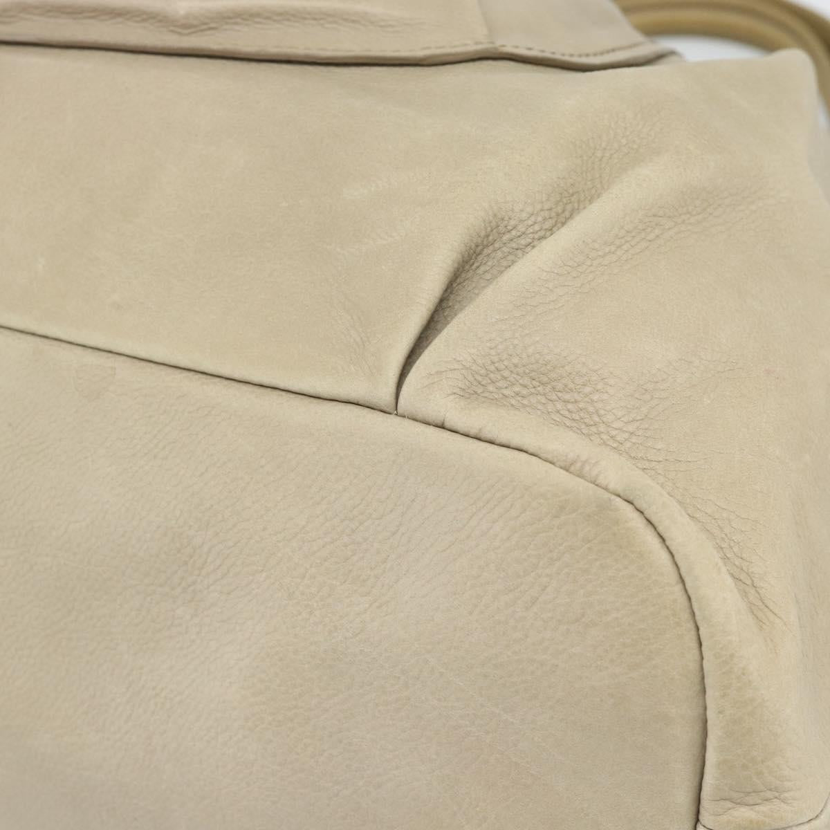 Miu Miu Hand Bag Leather 2way Beige Gold Auth 188974A