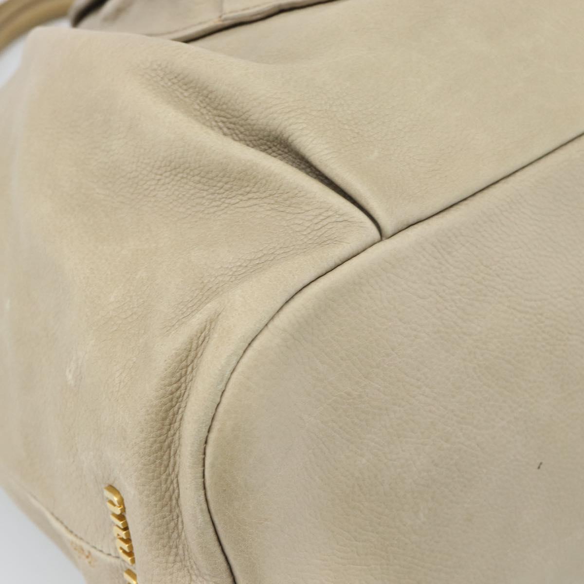 Miu Miu Hand Bag Leather 2way Beige Gold Auth 188974A