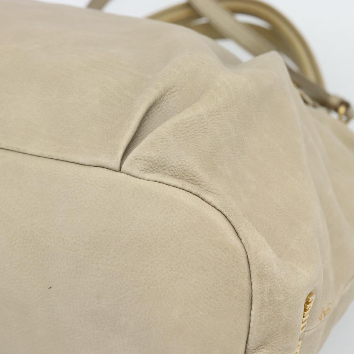 Miu Miu Hand Bag Leather 2way Beige Gold Auth 188974A