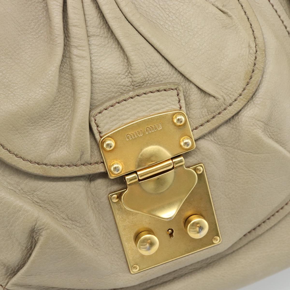Miu Miu Hand Bag Leather 2way Beige Gold Auth 188974A