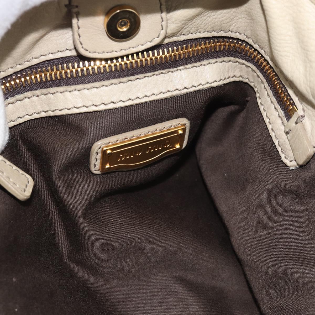 Miu Miu Hand Bag Leather 2way Beige Gold Auth 188974A